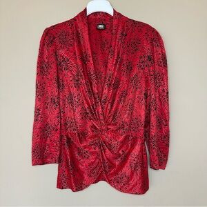 Vintage 1980's Red Top Puff Sleeve Fireworks Sparkle Blouse Blanch Golden Girls